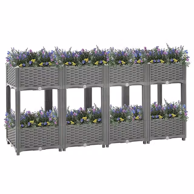 Fioriera | Cassetta per fiori | Vaso Rialzata 160x40x71 cm in Polipropilene