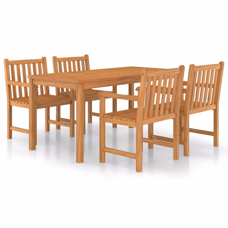 Set da pranzo da giardino 5 pz 160x80 cm in legno massello di teak