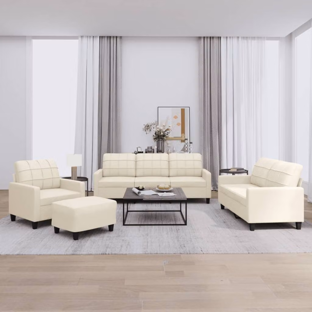 Maison Exclusive - Set divano 4 pezzi con cuscini in ecopelle color crema