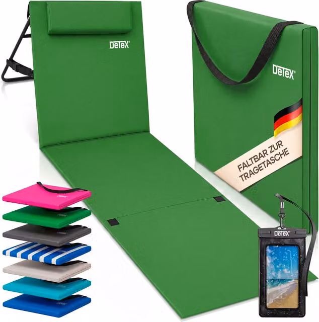 Stuoia da spiaggia con schienale regolabile verde o rosa in tessuto outdoor e struttura in acciaio verniciato L: 185 cm, P: 56 cm