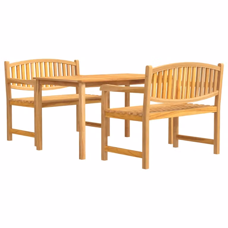 Set da Pranzo per Giardino 3 pz in Legno Massello di Teak