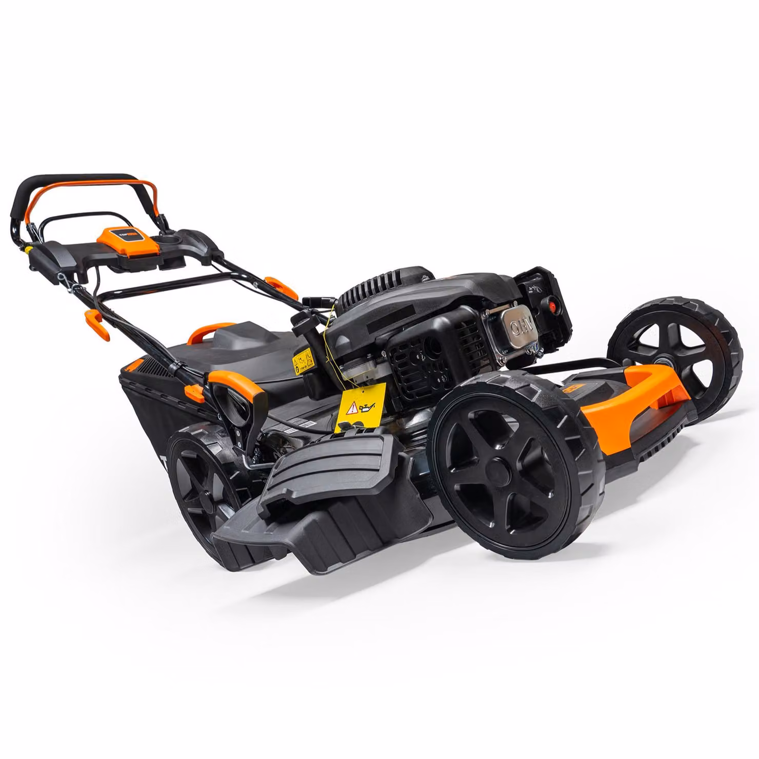 TOP CUT TC-LS-51-196L | Tosaerba a benzina con trazione sulle ruote Loncin 196 cc | 51 cm, funzione mulching 4 in 1, cesto di raccolta da 60 L | Tosaerba con boccola in ghisa, regolazione altezza taglio 25-75 mm