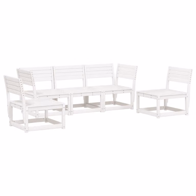 Set Salotto da Giardino 5 pz Bianco in Legno Massello di Pino
