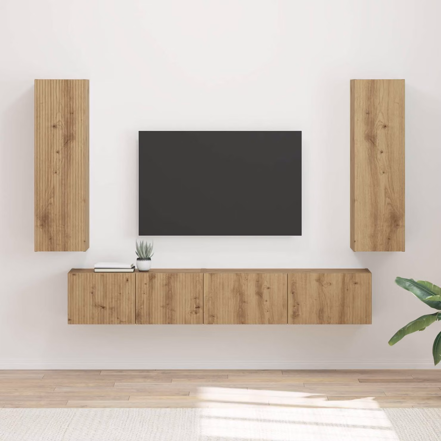 Set mobile TV moderno vidaXL in 3 pezzi color rovere artigianale e marrone in legno ingegnerizzato e MDF