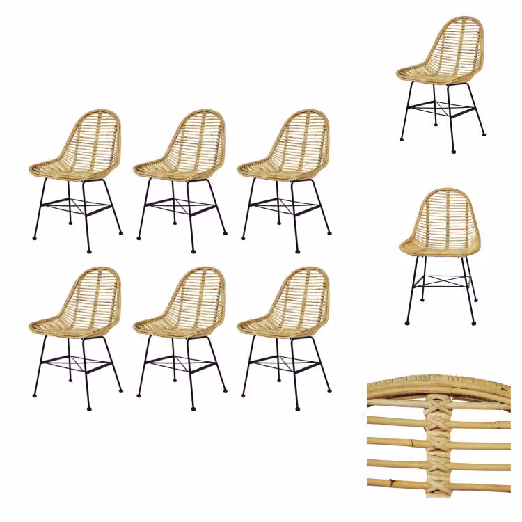 vidaXL Sedie da pranzo 6 pz. Rattan naturale - Sedie da pranzo