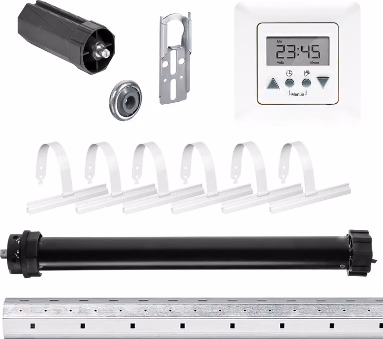 Set completo | P5 20/15-60 con Time Control | 20 Nm = forza di trazione fino a 50 kg | Albero ottagonale da 60 mm | Lunghezza albero 275 cm | Motore per tapparelle, azionamento per tapparelle