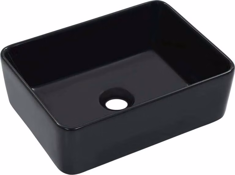 Lavandino 40x30x13 cm in Vetroceramica Nero