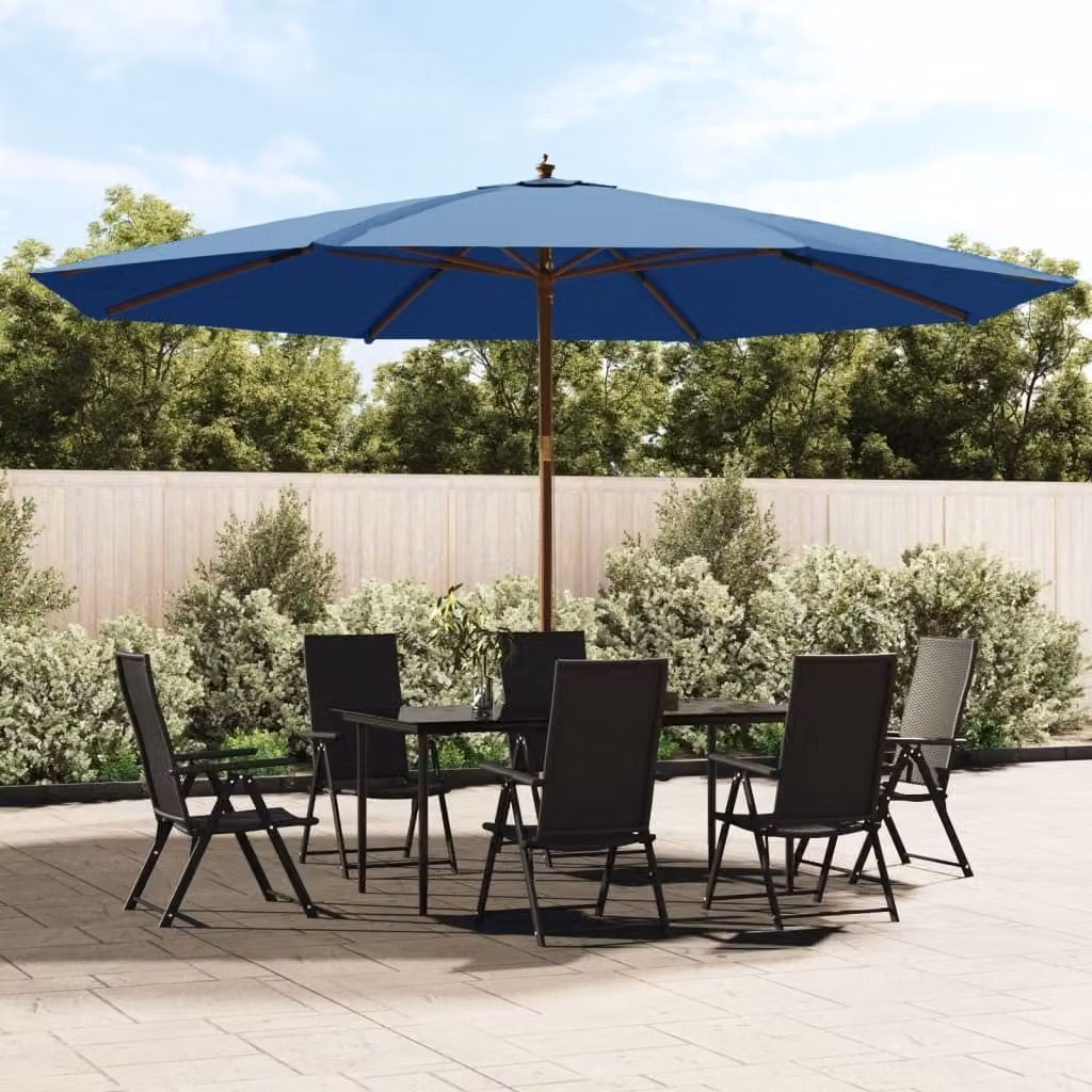 Maison Exclusive - Ombrellone con palo in legno, colore azzurro, dimensioni 400x273 cm