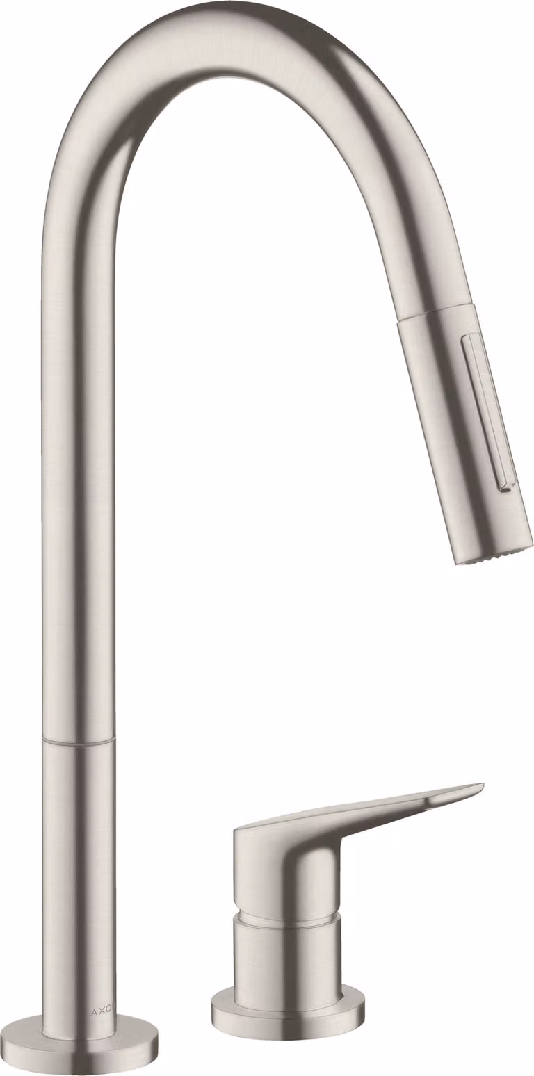 Hansgrohe Axor Citterio M Miscelatore per lavello a 2 fori in acciaio con doccetta estraibile