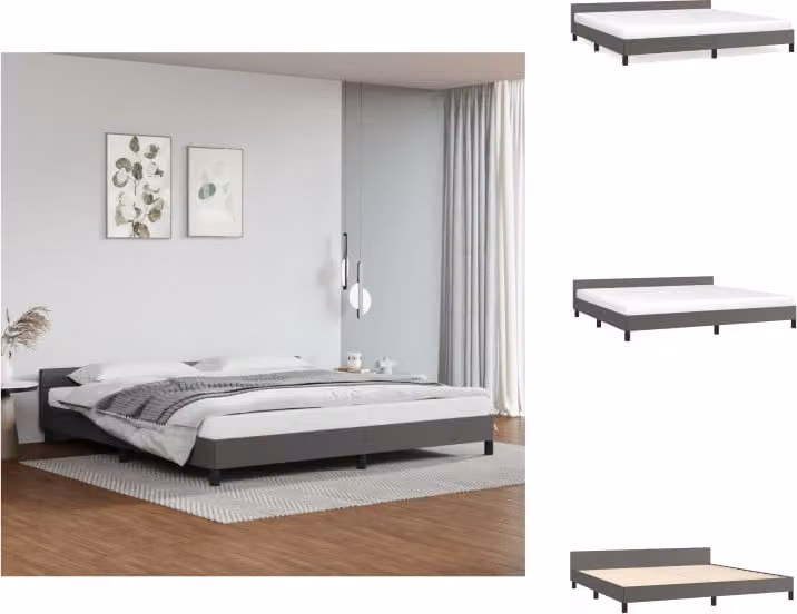 vidaXL Struttura letto con testiera grigia 200x200 cm in Pelle finta - Letti e strutture letto