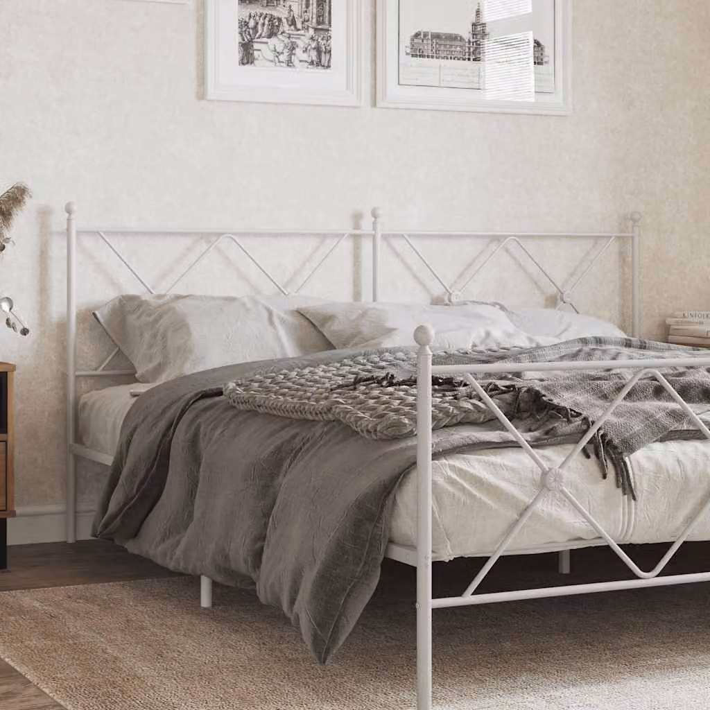 Testiera di ricambio in metallo vidaXL bianca per letto 180x200 cm