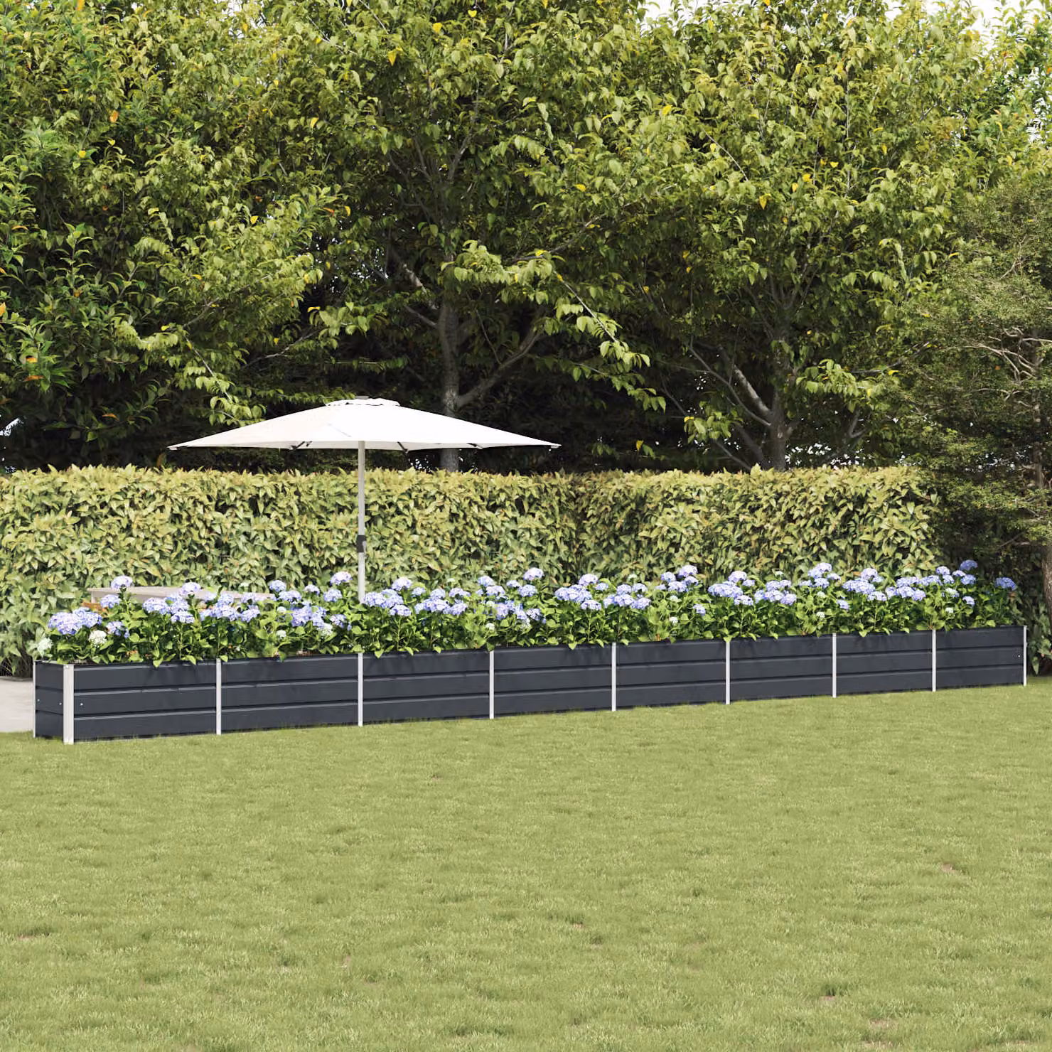 Fioriera vidaXL in acciaio zincato colore antracite L: 770 cm, P: 50 cm, H: 45 cm