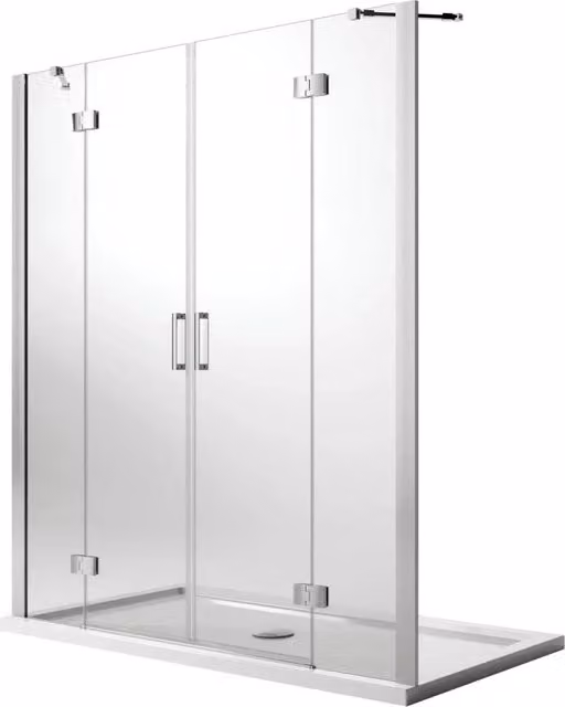 Porta Doccia 150CM H190 Vetro Trasparente con Easy-Clean mod. Flip Anta + Anta
