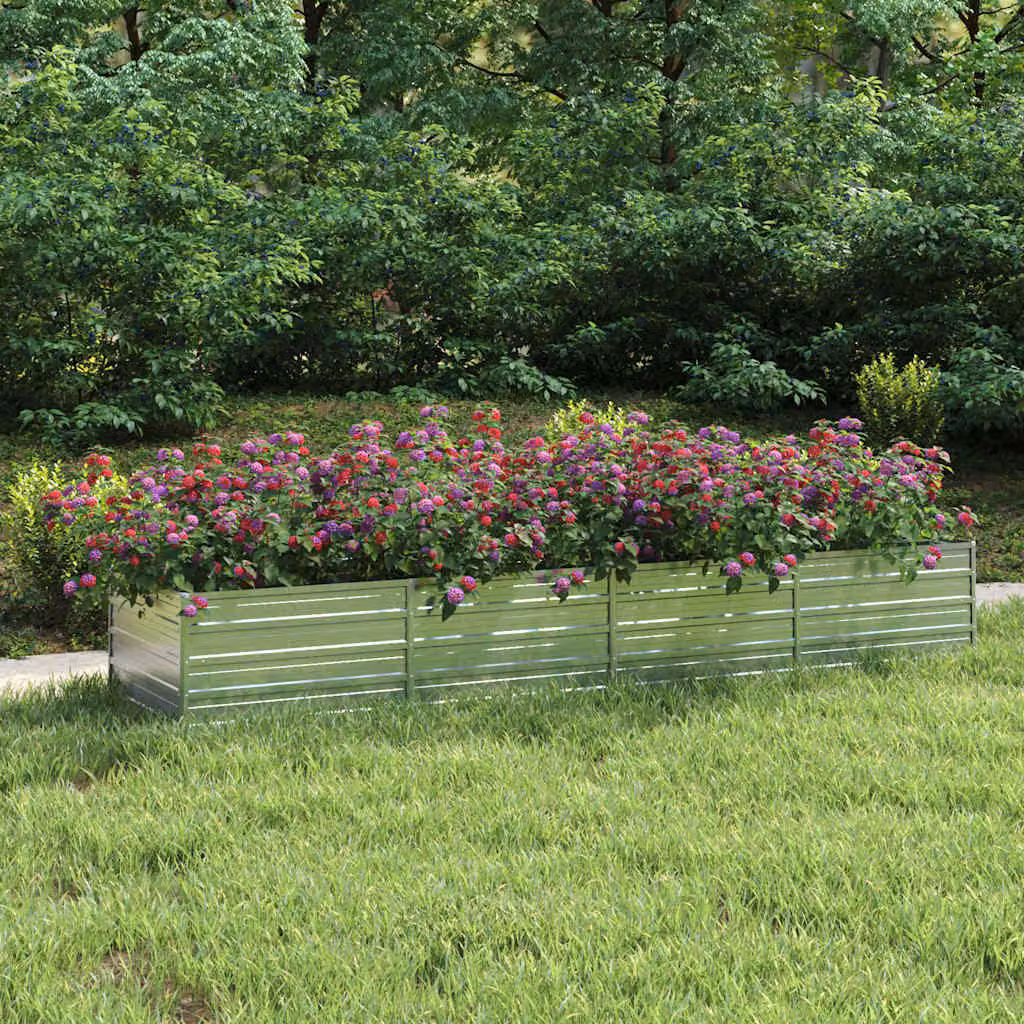 Letto rialzato da giardino vidaXL in acciaio zincato argento L: 320 cm, P: 80 cm, H: 45 cm