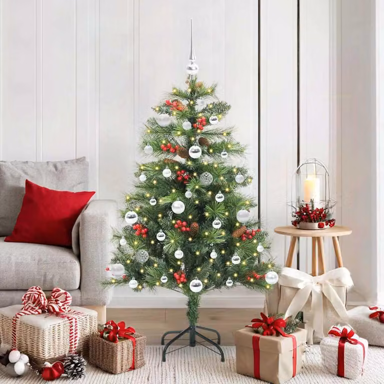 Maison Exclusive - Albero di Natale artificiale con 150 luci a LED, luce bianca calda, realizzato in PVC e metallo