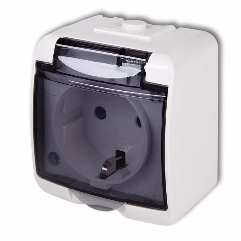 Presa singola con messa a terra SCHUKO 2P+Z (colore fumo; senza copertura) JUNIOR bianco