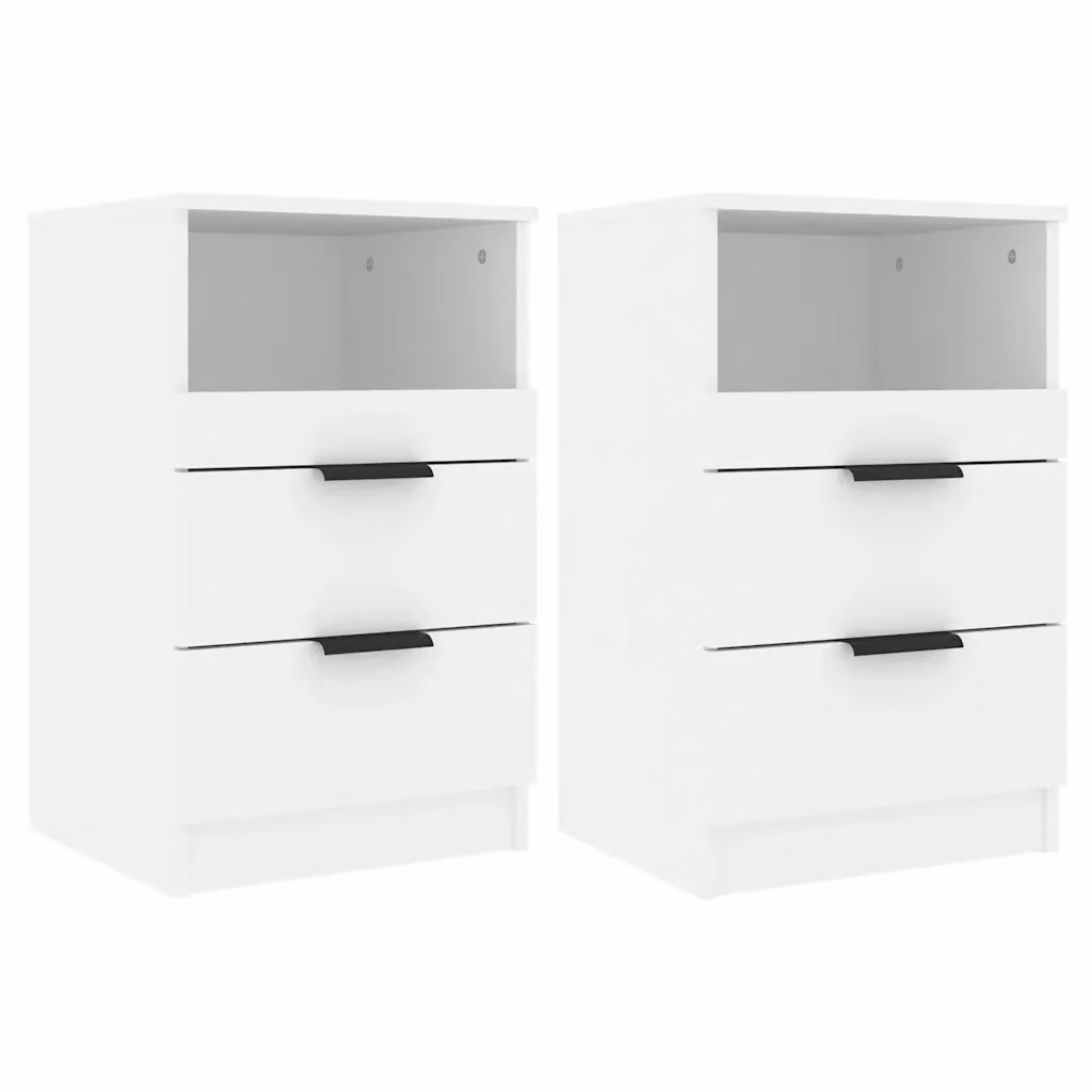 Set di 2 Comodini da Muro Design Mania Bianchi in Legno Multistrato per Camera da Letto – 2