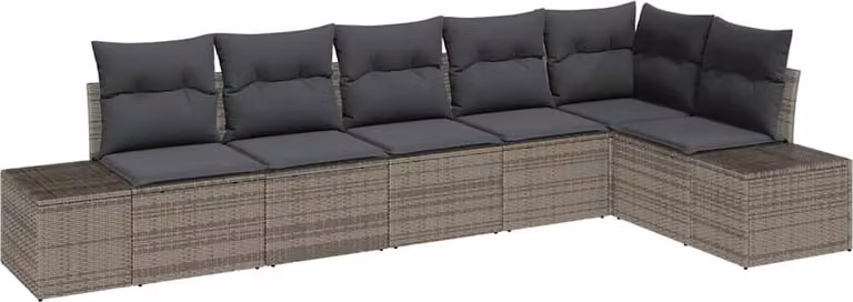 Set Divano da Giardino 6 pcs Grigio polyrattan