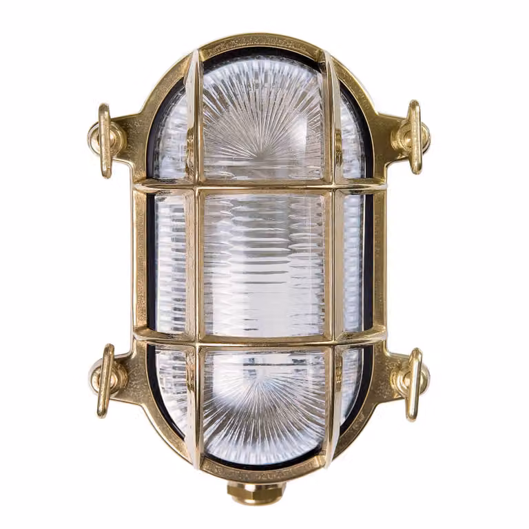 Moretti Luce Applique esterni Tortuga oval 17cm ottone nat/tras Tortuga, dimmerabile, Ottone / Oro, Ottone, Marittimo