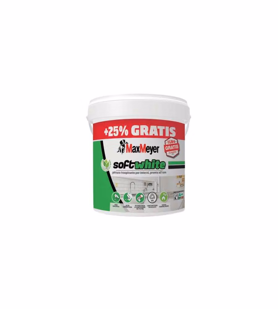 MaxMeyer Pittura Traspirante Bianco Soft Alta Copertura 4+1L - Interni