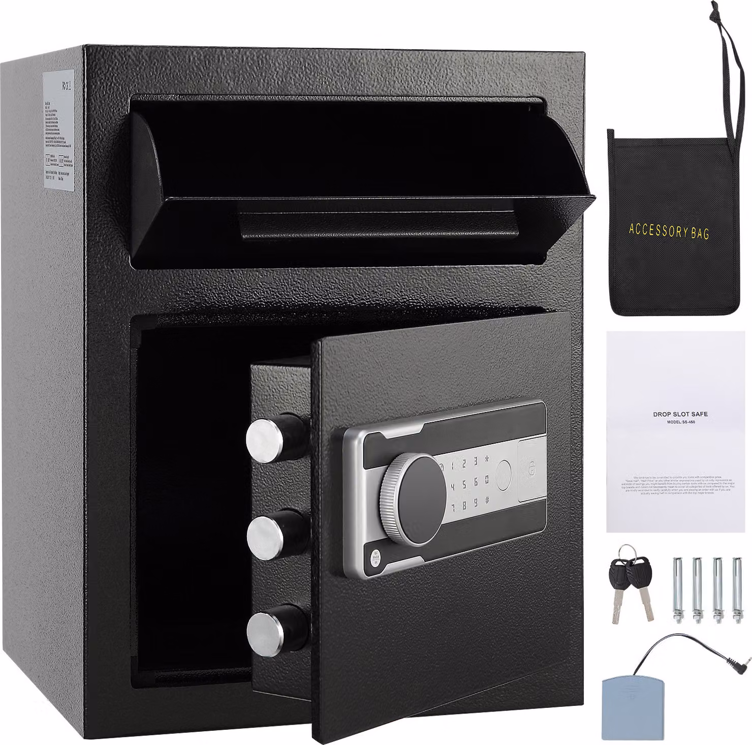 SucceBuy 1.7 Cub Deposit Safe, cassaforte a scomparsa con serratura a codice elettronico e 2 chiavi di emergenza, 17.71'' x 13.77'' x 13.77'', cassaforte aziendale per contanti e posta, casa, hotel, ufficio