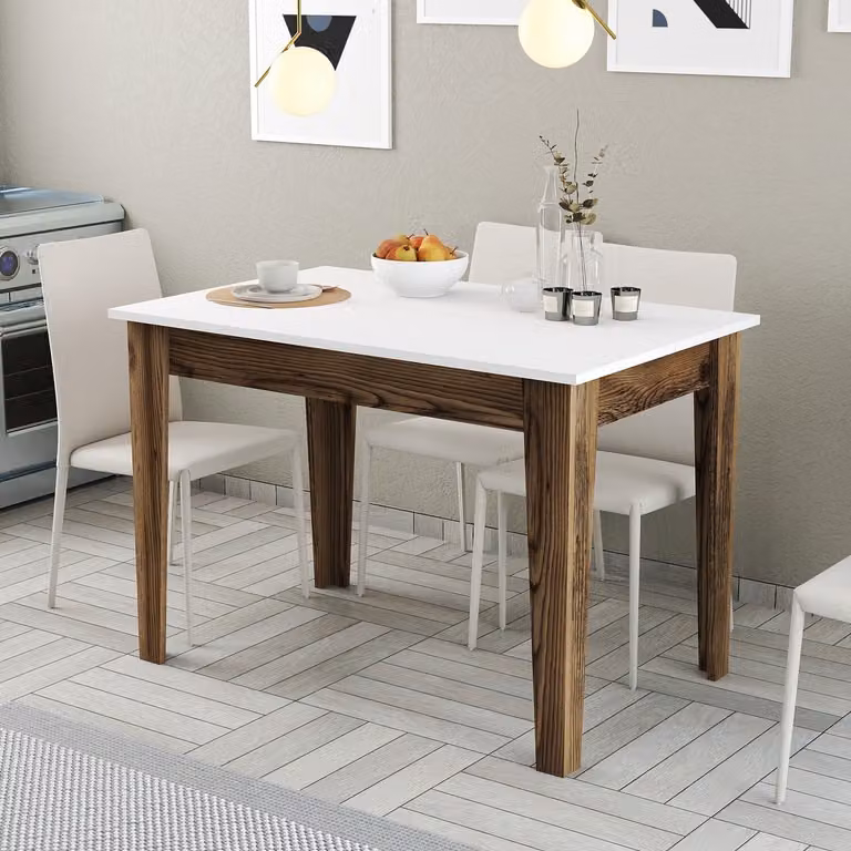 Skye Decor, Kiev 505 - Noce, Bianco, tavolo da cucina, noce, 100 % MELAMIN COATED SLIPBOARD, 110 x 72 x 75 cm