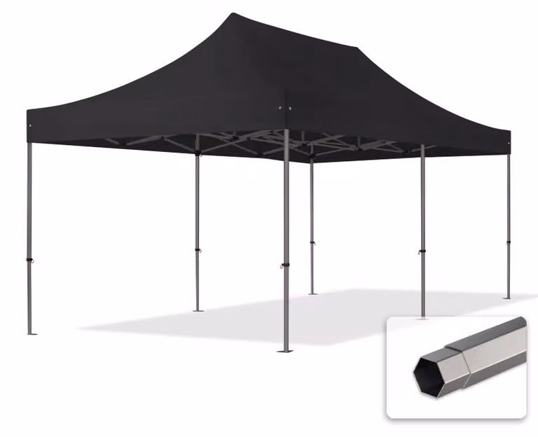 TOOLPORT 3x6m gazebo pieghevole, PREMIUM acciaio, nero
