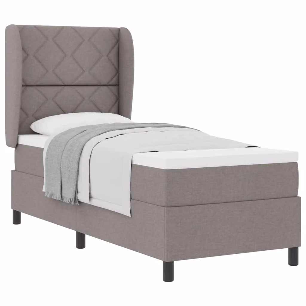 Letto a molle con testiera Talpa vidaXL in tessuto beige o grigio L 80 x P 200 cm – 2