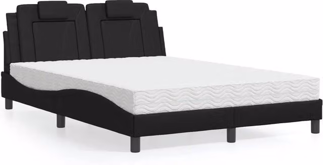 Letto Viana vidaXL con materasso in similpelle nero, L/P/H: 140 x 200 cm – 1