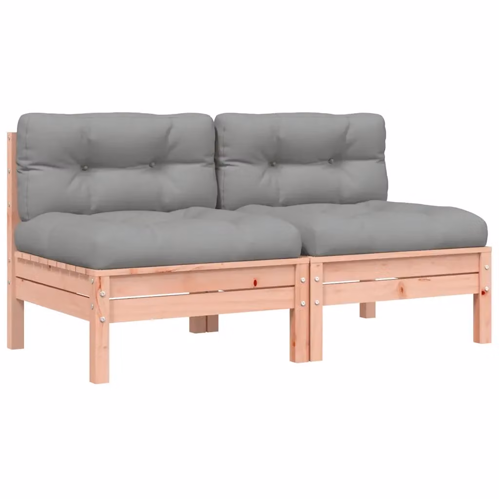 Set di 2 divani da giardino vidaXL in legno di Douglas con cuscini grigi per esterno e terrazza – 2