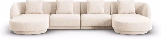 Divano panoramico Tulum a 5 posti Cosmopolitan Design in ciniglia beige chiaro L/P/H: 330 x 154 x 70 cm