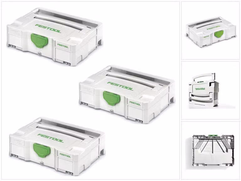 Festool 3 x Systainer T-LOC SYS 1 TL valigetta portautensili grigio chiaro collegabile ( 497563 )