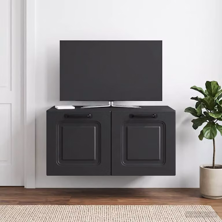 vidaXL Mobile Porta TV da Muro Nero in MDF Moderno L: 59,5 cm, P: 41 cm, H: 30 cm