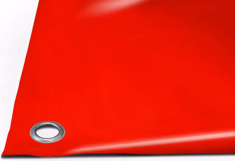 Telone per camion in PVC 900g/m² (3m x 6m, occhielli rotondi da 20mm, rosso RAL3002) al metro con/senza occhielli Telone per tetti Telone per camion industriali Telone per campeggi Telone di protezione Telone di legno