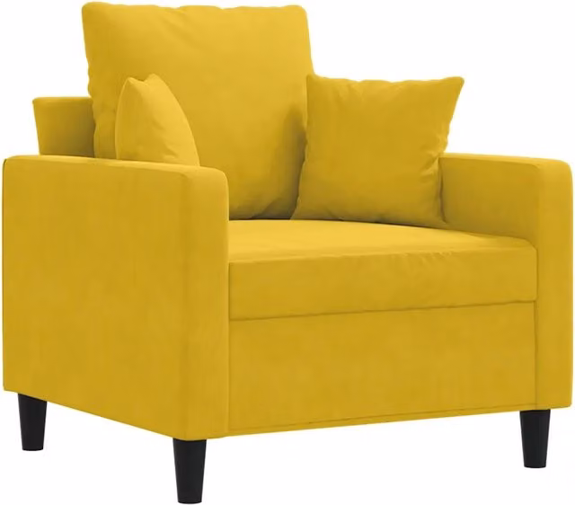 Poltrona Relax Moderna in Velluto Giallo con Braccioli e Struttura in Metallo – 1