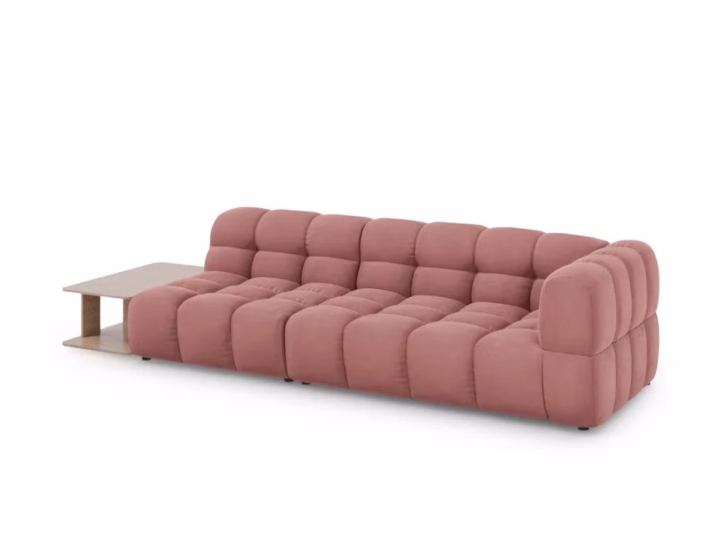 Divano modulare Sky di Cosmopolitan Design, modello a L con 4 posti, rivestimento in velluto rosa, L/P/H: 297 x 174 x 85 cm – 2