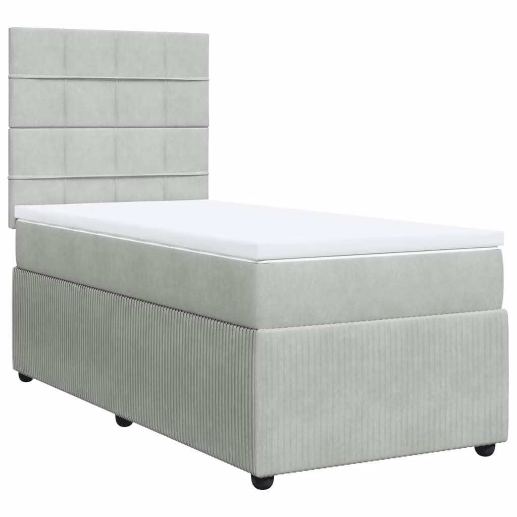 Giroletto a Molle con Materasso Grigio Chiaro 90x200 cm Velluto
