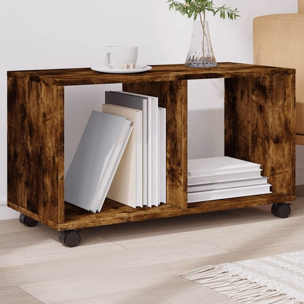 Mobiletto con Ruote vidaXL in Rovere Fumo, L 72 cm x P 33 cm x H 42,5 cm