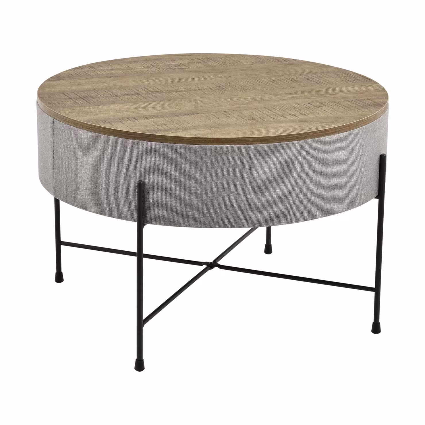 In And OutdoorMatch tavolino Audra - tavolino contenitore - 40 x 60 cm - legno grigio e nero - truciolato, tessuto e metallo - design moderno