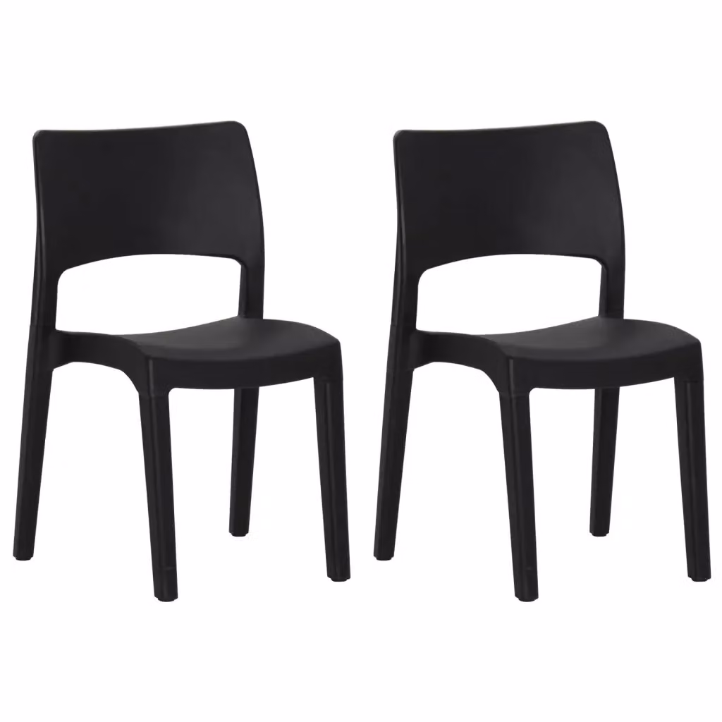 Set di 2 sedie da giardino impilabili vidaXL in polipropilene color antracite opaco – 2