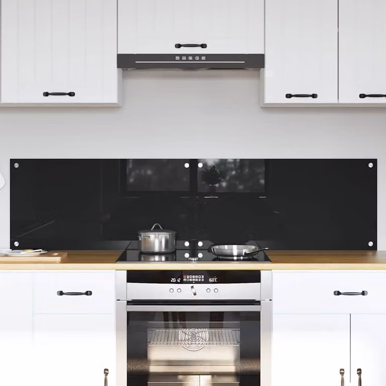 Set di 2 schienali da cucina vidaXL in vetro temperato nero, L: 80 cm, P: 40 cm