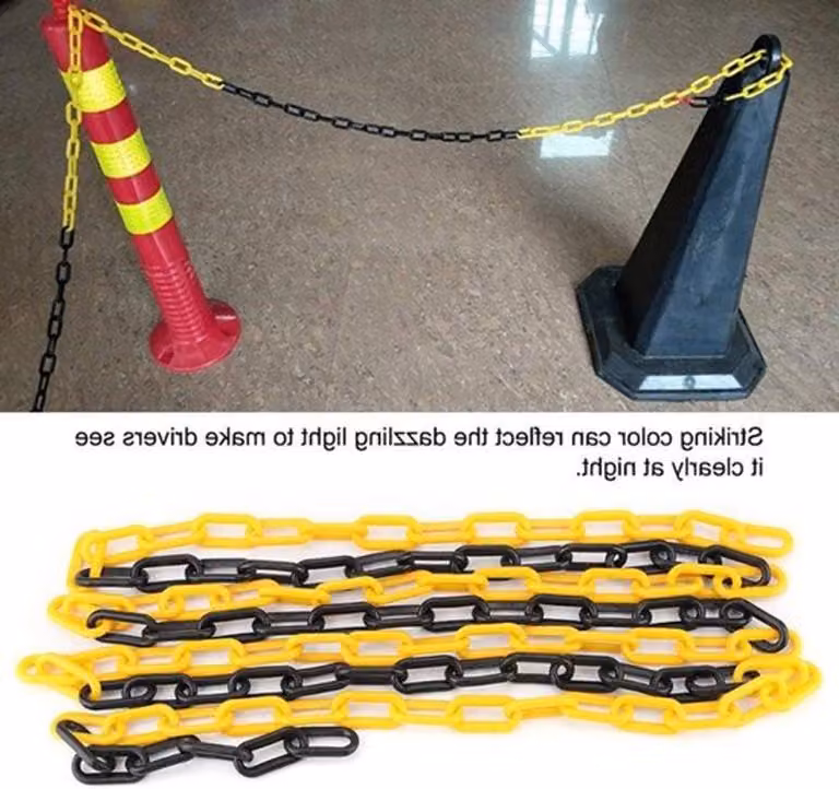 Catene di delimitazione in plastica, versatili catene per parcheggi disponibili nei colori rosso/bianco/nero/giallo, nelle lunghezze di 5m/8m/10m, ideali per la sicurezza e la delimitazione di aree