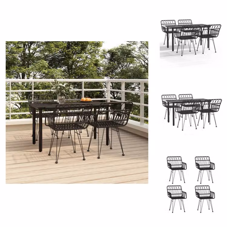 vidaXL Set da pranzo da giardino 5 pezzi in poly rattan nero - Set di mobili da giardino