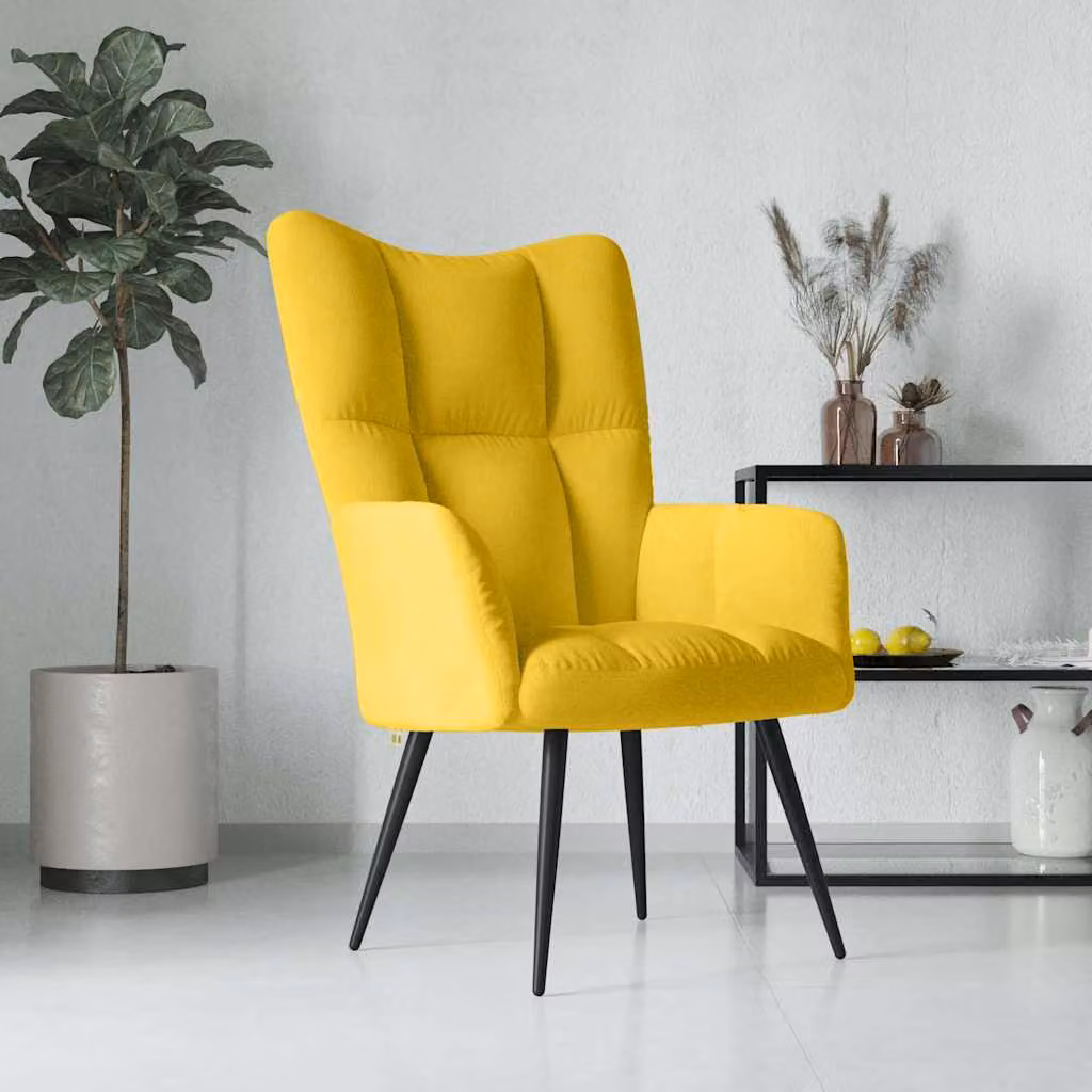 vidaXL Poltrona Relax Giallo in Velluto con Struttura in Metallo e Braccioli