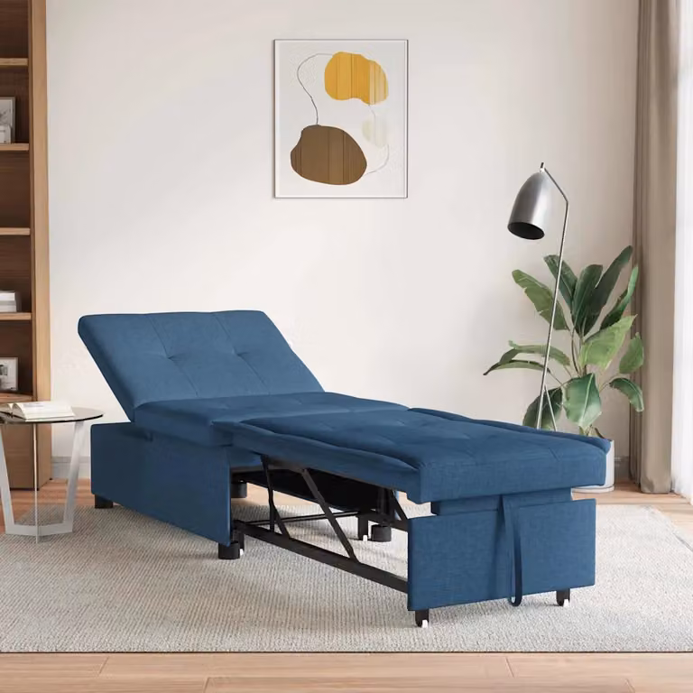 vidaXL Divano Letto Estraibile in Tessuto Blu L: 194 cm, P: 50 cm, H: 82 cm