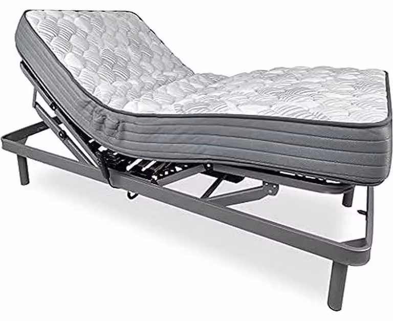 Letto a molle elettrico + materasso in viscoelastico, 90x190 cm, colore grigio antracite