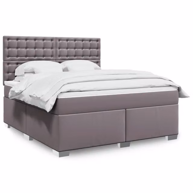 Letto a molle con materasso vidaXL in similpelle grigio e bianco L/P: 180 x 200 cm