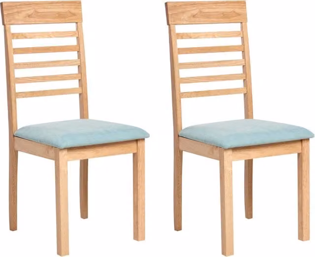 Set di 2 sedie da pranzo imbottite in legno di gomma poliestere marrone chiaro e verde menta Stile tradizionale