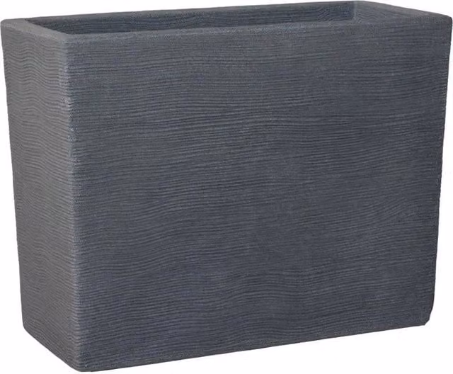 Vaso Fioriera Cassetta Alta Rigata Shabby Vasar in Resina Colore Grigio Altezza: 61 cm