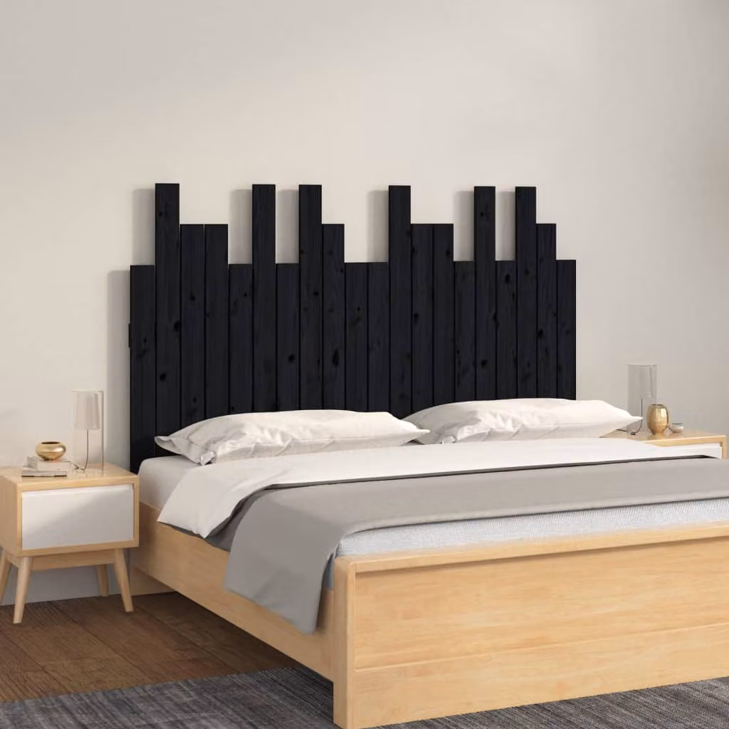 Testiera da parete vidaXL in legno massello di pino nero, L 127,5 x P 3 x H 80 cm